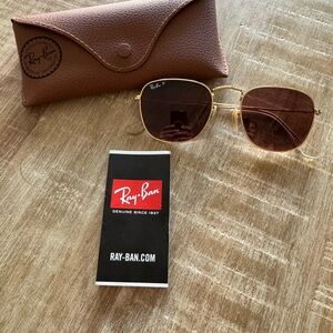 Ray-Ban Gold Frame Sunglasses with Rose-Brown Lenses